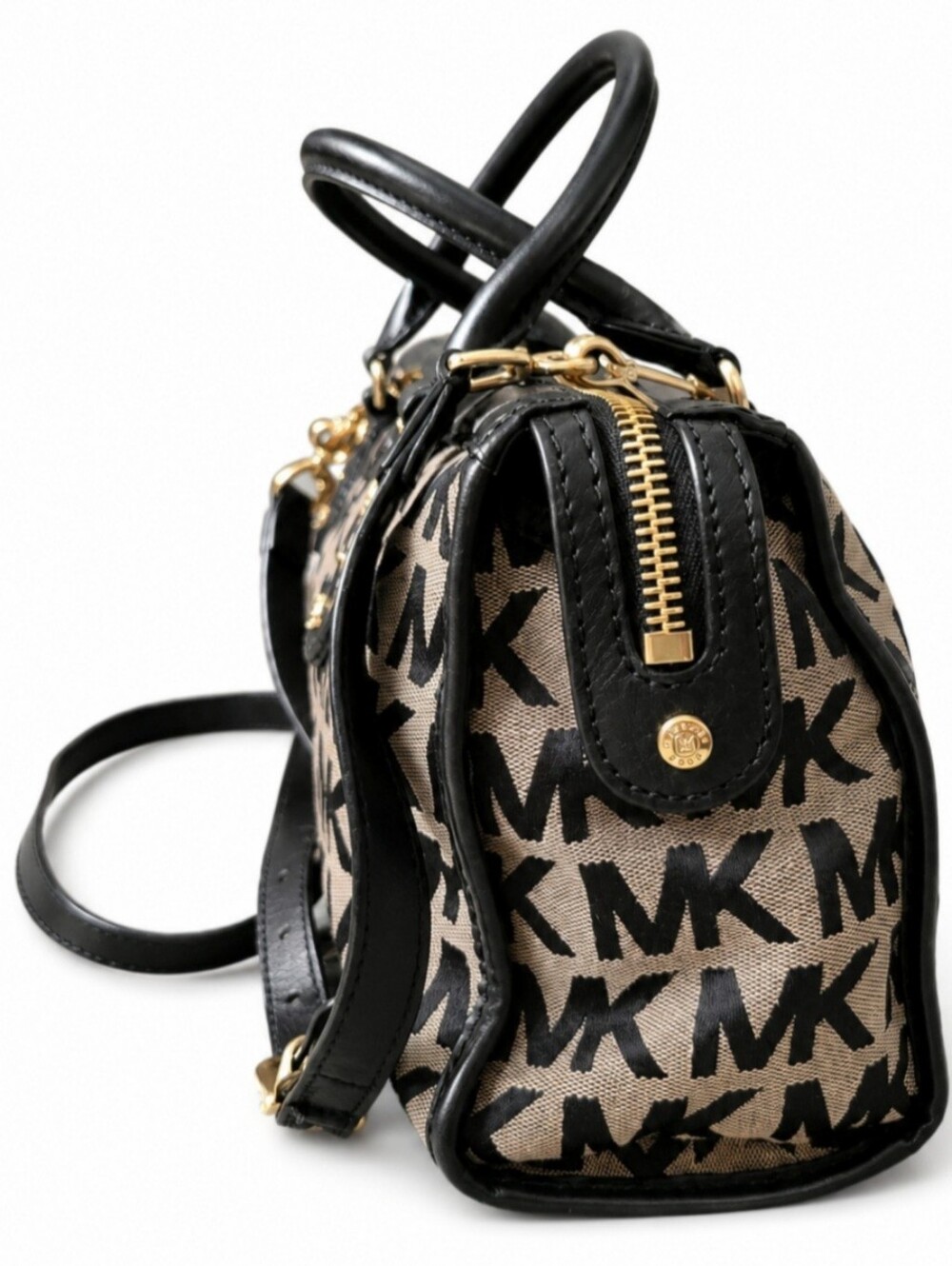 Vintage Michael Kors Black & Tan Jacqaurd/Leather Satchel ***NEAR PERFECT*** - Picture 3 of 13